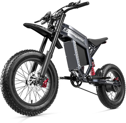 20" Fat Tire E-Bike: 60V 30Ah, Full Suspension, Hydraulic Brakes