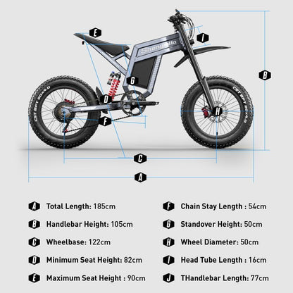 20" Fat Tire E-Bike: 60V 30Ah, Full Suspension, Hydraulic Brakes
