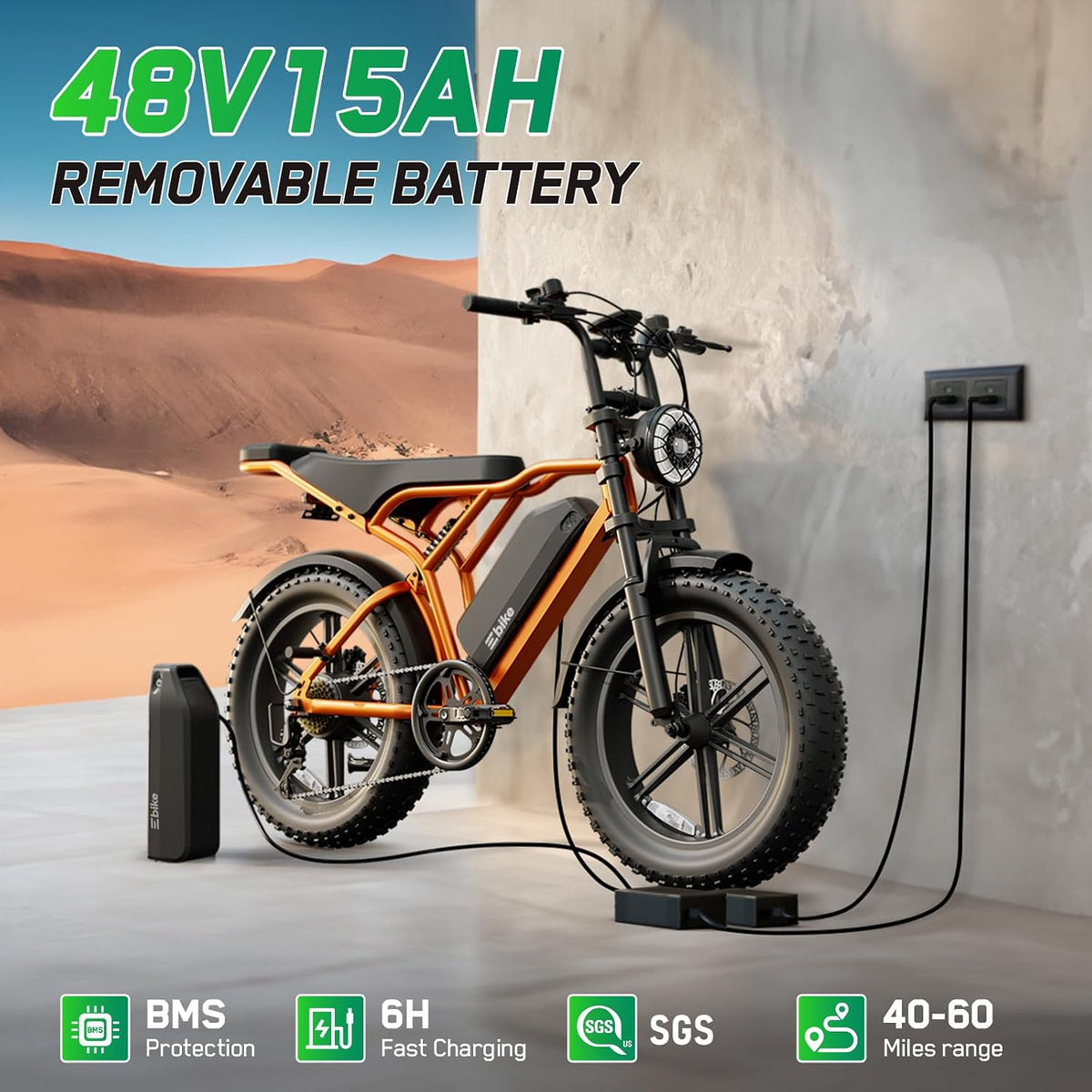 20" Fat Tire Electric Bike: 1500W, 48V, Dual Suspension E-Bike