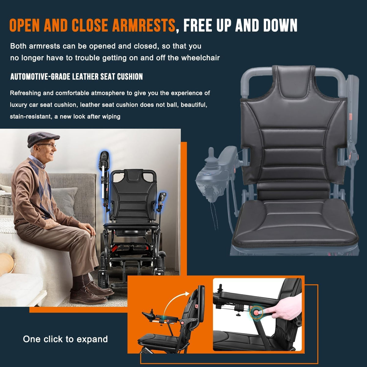 Folding Electric Wheelchair - 13kg, 20km Range, Carbon, 220lb