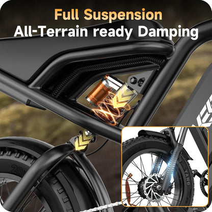 20" Fat Tire E-Bike: Dual 1500W, 48V 25Ah, Full Suspension