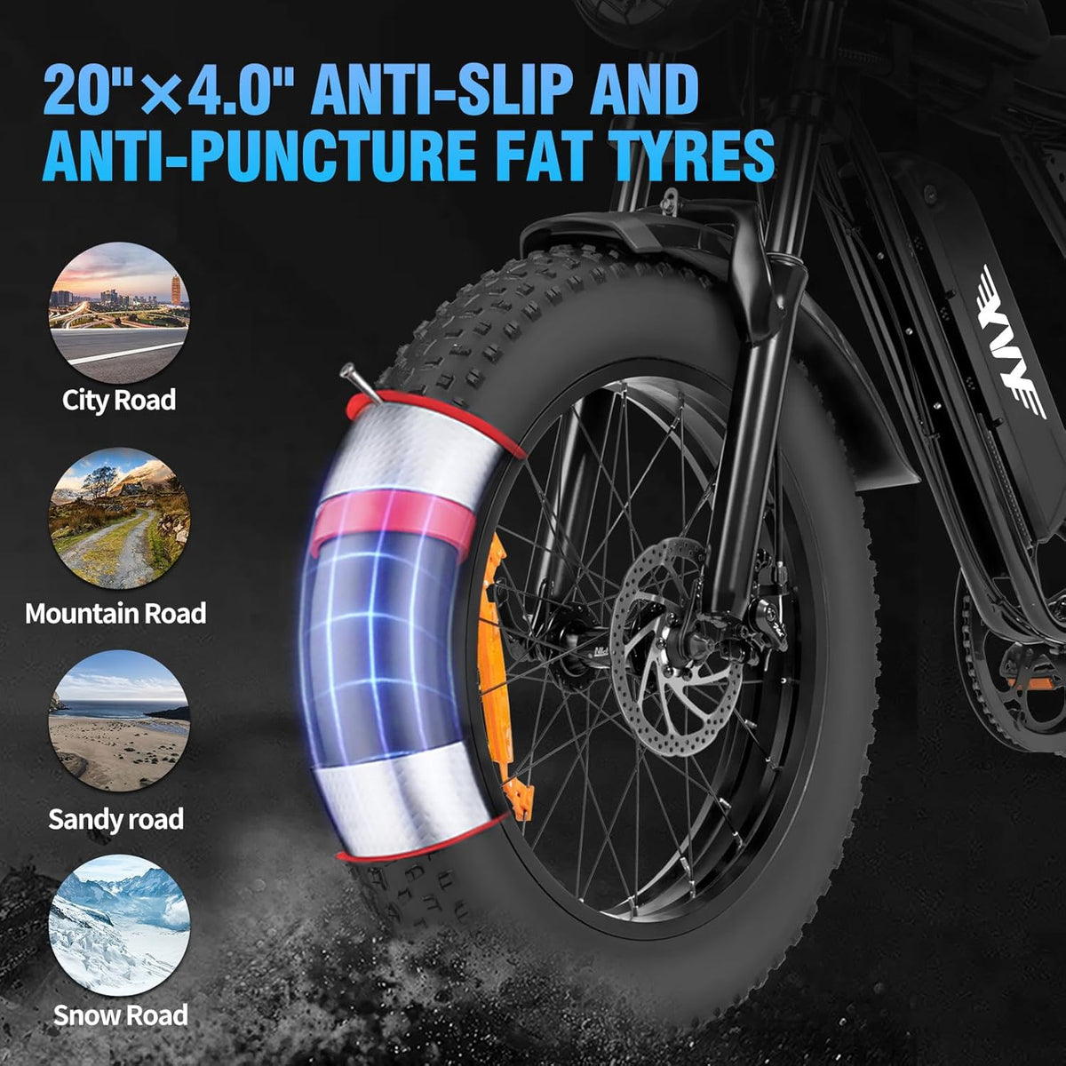 20" Fat Tire Electric Bike - 250W, 48V 15.6Ah, Dual Suspension