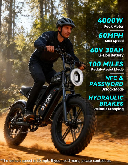 20" Fat Tire Electric Bike: 2500W, 60V, Full Suspension E-Bike