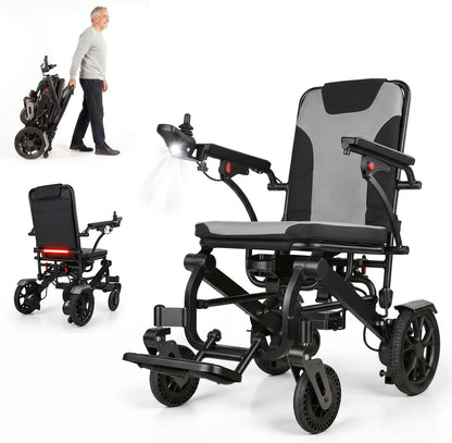 Lightweight Electric Wheelchair for Adults & Seniors – 600W Dual Motor, 15KM Range, One-Hand Joystick Control