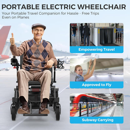 Folding Electric Wheelchair - 16-Mile, Dual 250W Motors