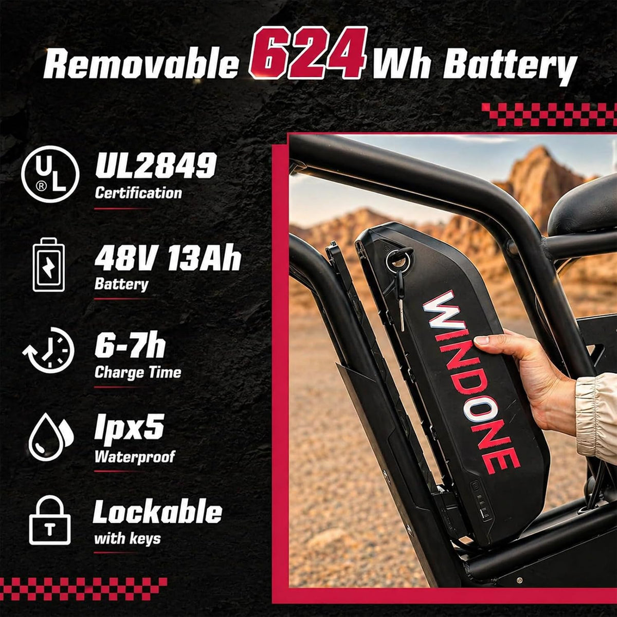 1000W Fat Tire Electric Bike, 48V 13Ah E-Bike, Removable Battery