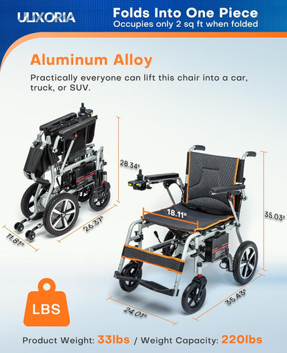 Portable Electric Wheelchair - Lightweight & Folding, 10-Mile Range