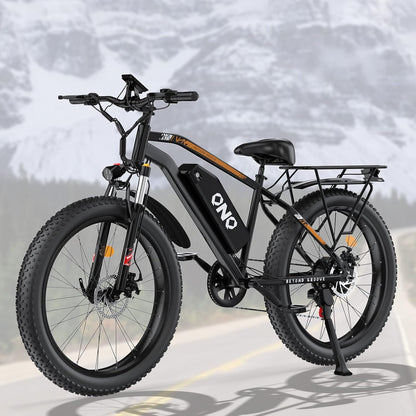 26" Fat Tire Electric Mountain Bike 1500W 48V 15Ah 7-Speed