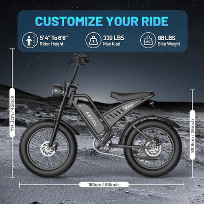 20" Fat Tire Electric Mountain Bike 1500W 48V 15Ah E-Bike
