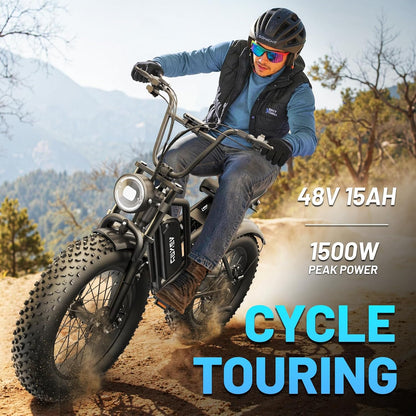 20" Fat Tire Electric Mountain Bike 1500W 48V 15Ah E-Bike