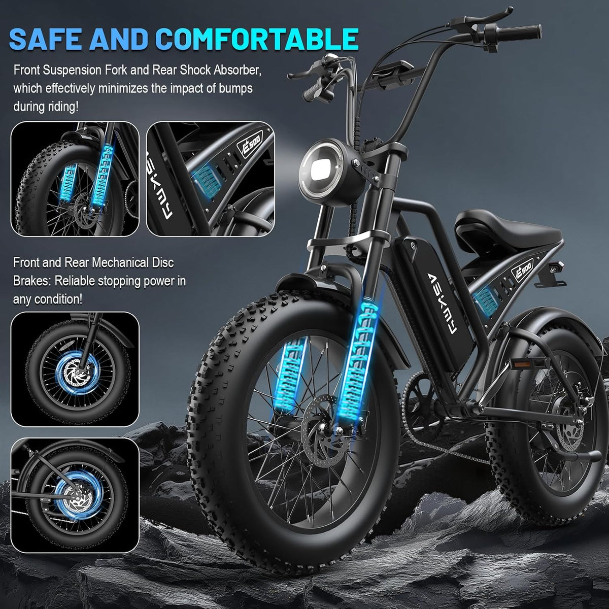20" Fat Tire Electric Mountain Bike 1500W 48V 15Ah E-Bike