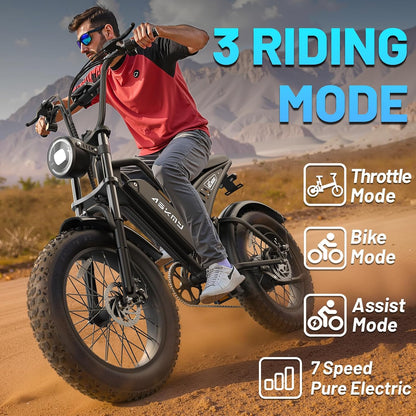 20" Fat Tire Electric Mountain Bike 1500W 48V 15Ah E-Bike