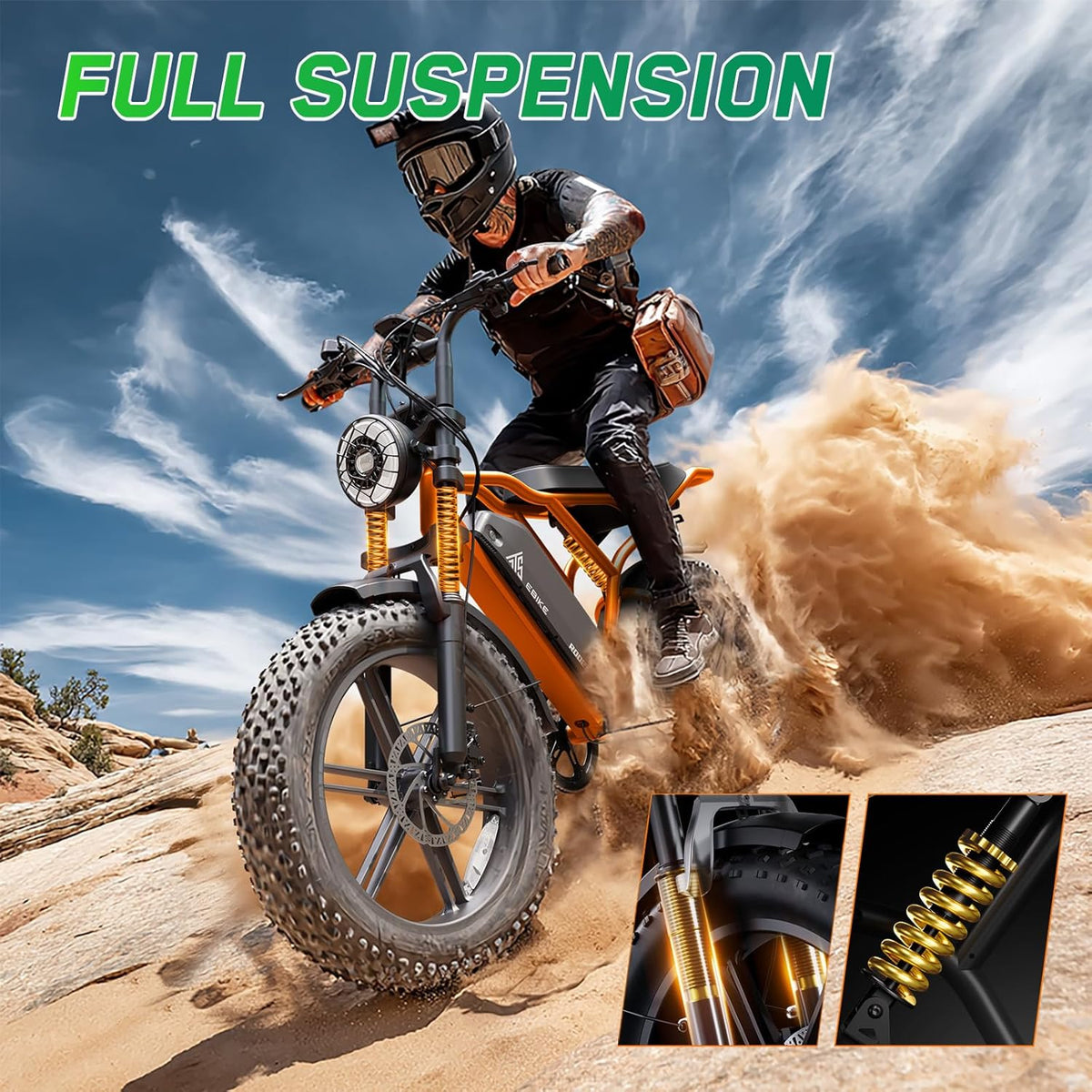 20" Fat Tire Electric Bike: 1500W, 48V, Dual Suspension E-Bike