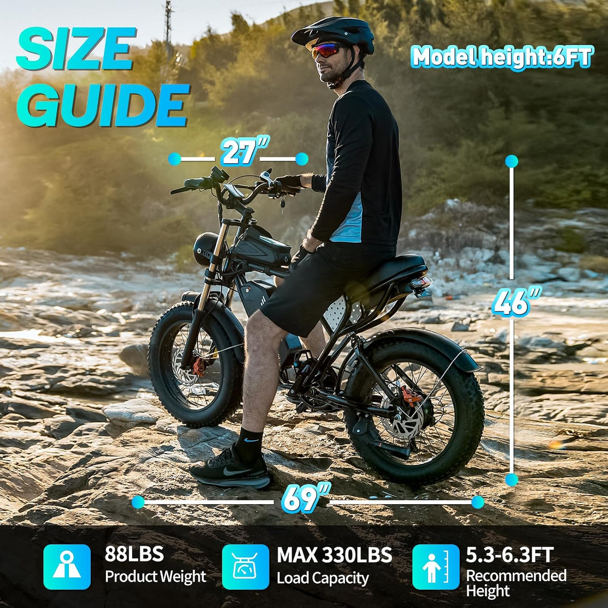 20" Fat Tire Electric Bike - 250W, 48V 15.6Ah, Dual Suspension