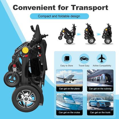 Portable Electric Wheelchair: Dual Motor, 30-Mile, 350lb Cap.
