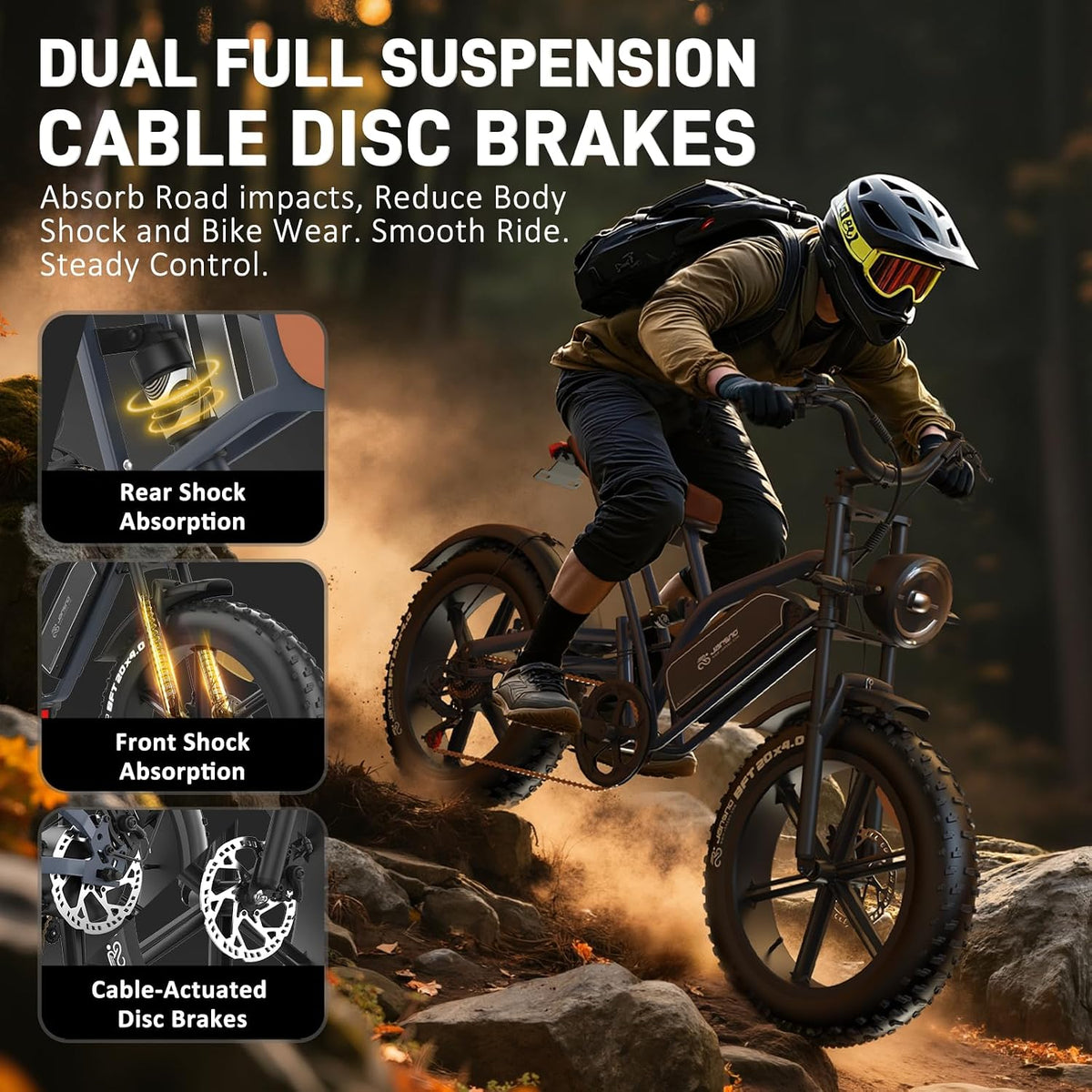 20" Fat Tire Electric Bike - 250W, 48V 17Ah, Full Suspension