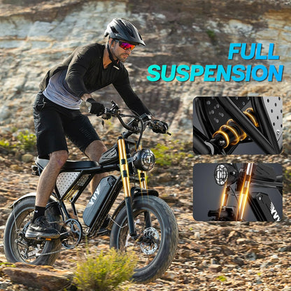 20" Fat Tire Electric Bike - 250W, 48V 15.6Ah, Dual Suspension