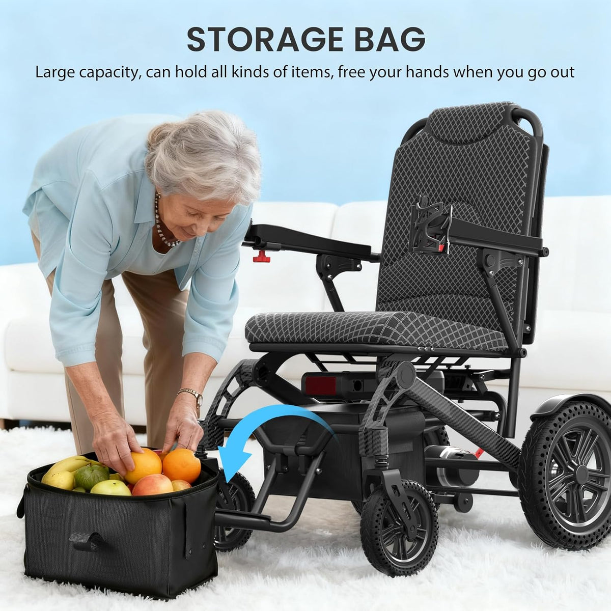 Folding Electric Wheelchair - 16-Mile, Dual 250W Motors