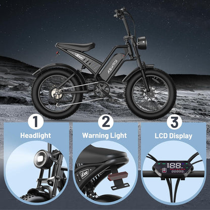 20" Fat Tire Electric Mountain Bike 1500W 48V 15Ah E-Bike