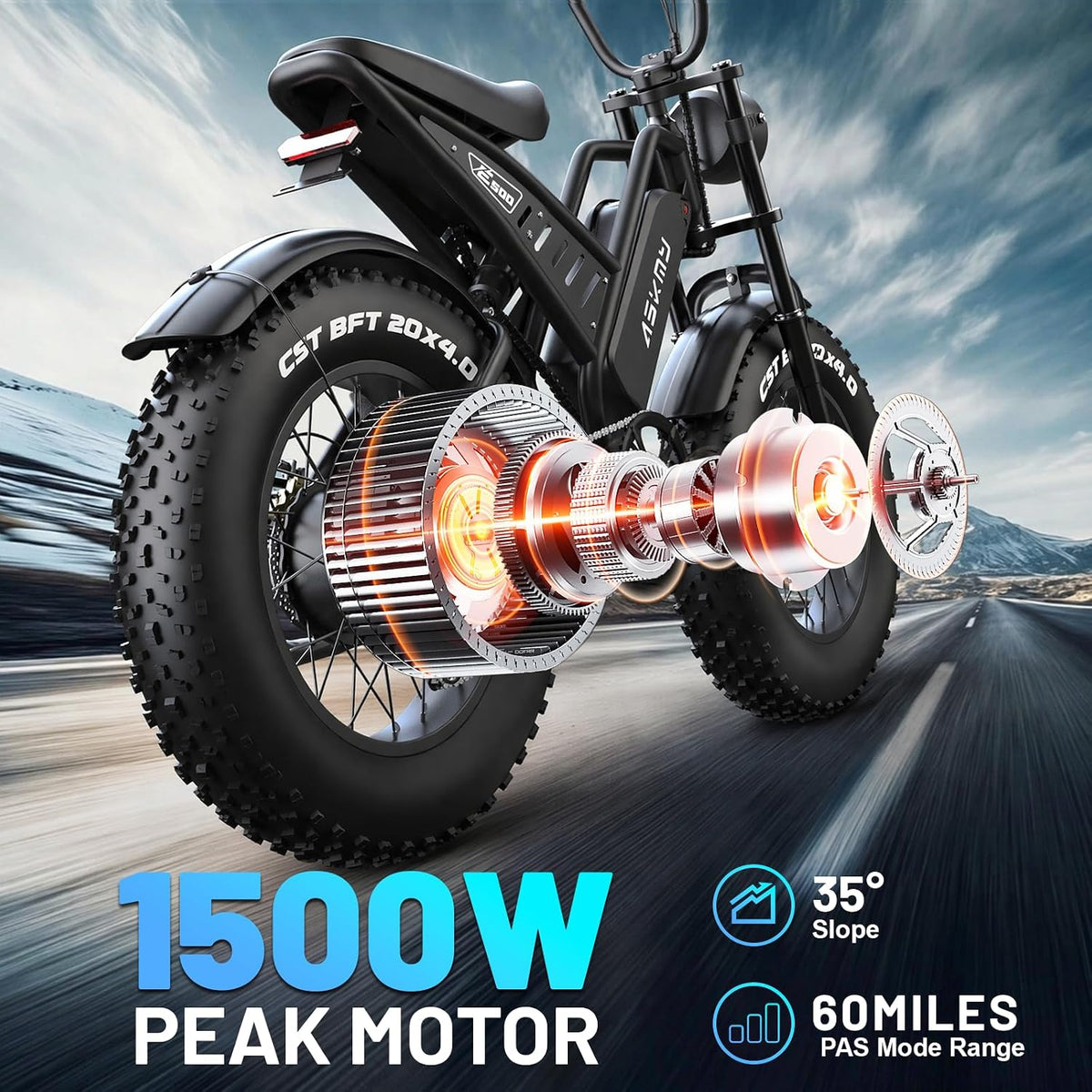 20" Fat Tire Electric Mountain Bike 1500W 48V 15Ah E-Bike